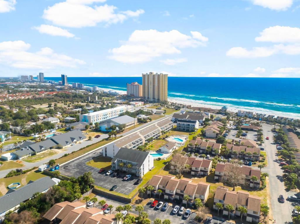 an aerial view of a city and the beach at Endless Summer by Panhandle Getaways in Panama City Beach