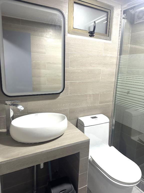 Koupelna v ubytování Hotel Divasto
