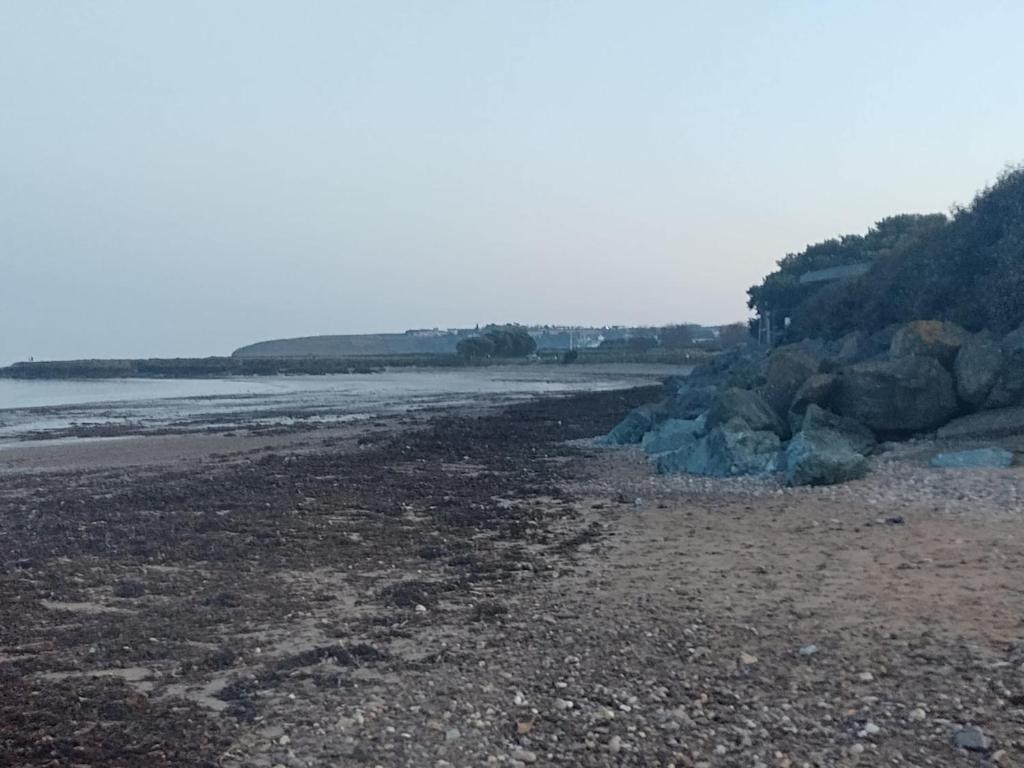 a beach with some rocks and the water at Seaside chalet in Ardmore with breathtaking views in Ardmore