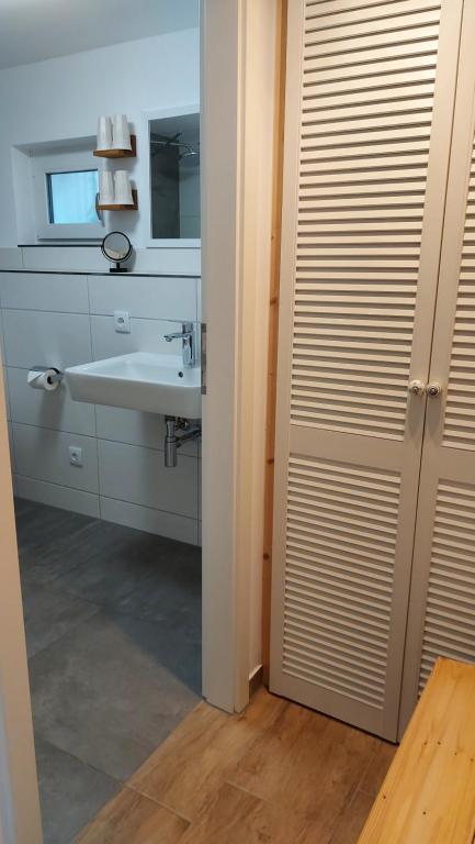 Kuchyň nebo kuchyňský kout v ubytování Ferienhaus Richtermühle