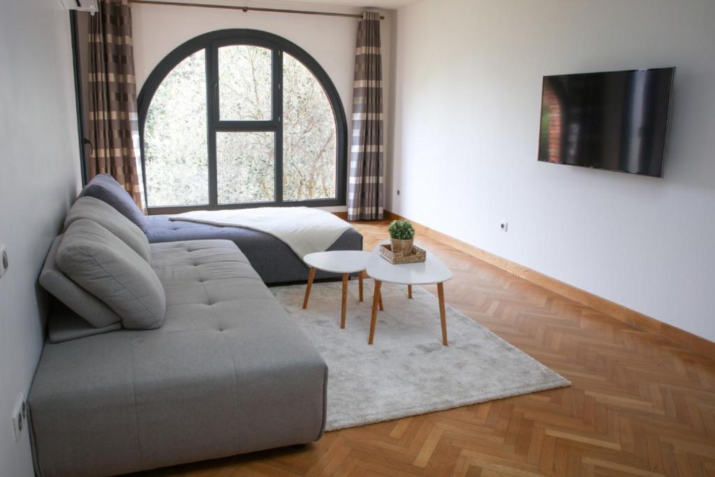 un salon avec un canapé et une table dans l'établissement Spacious apartment of 90 m2 in Toulouse, à Toulouse