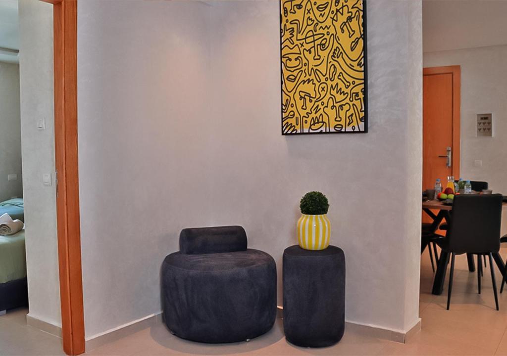 Posezení v ubytování Harmonie Kénitra Grand Appartement 3 Chambres Tout Confort