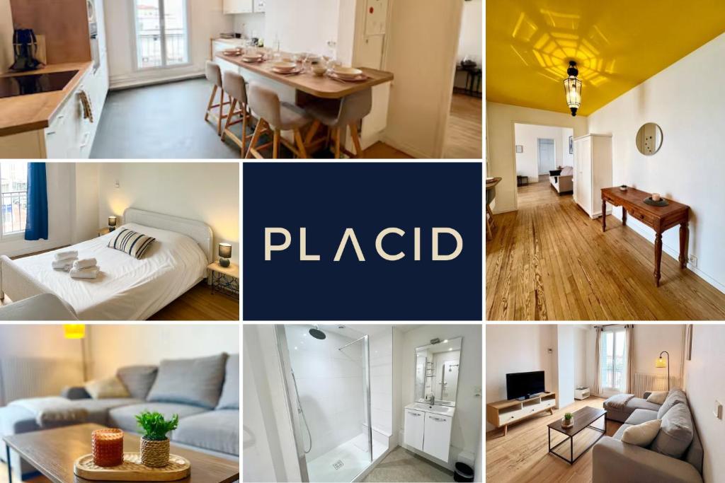 a collage of photos of a apartment at L'Ecume in Royan