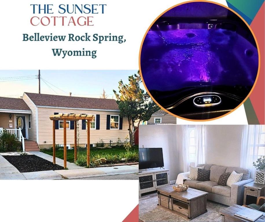 un collage di due foto di una casa di The Sunset Cottage - Wyoming a Rock Springs
