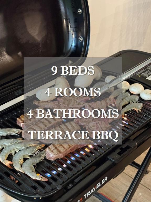 a toaster oven with the words beds rooms bathrooms heritage bbq at Roots House in Busan
