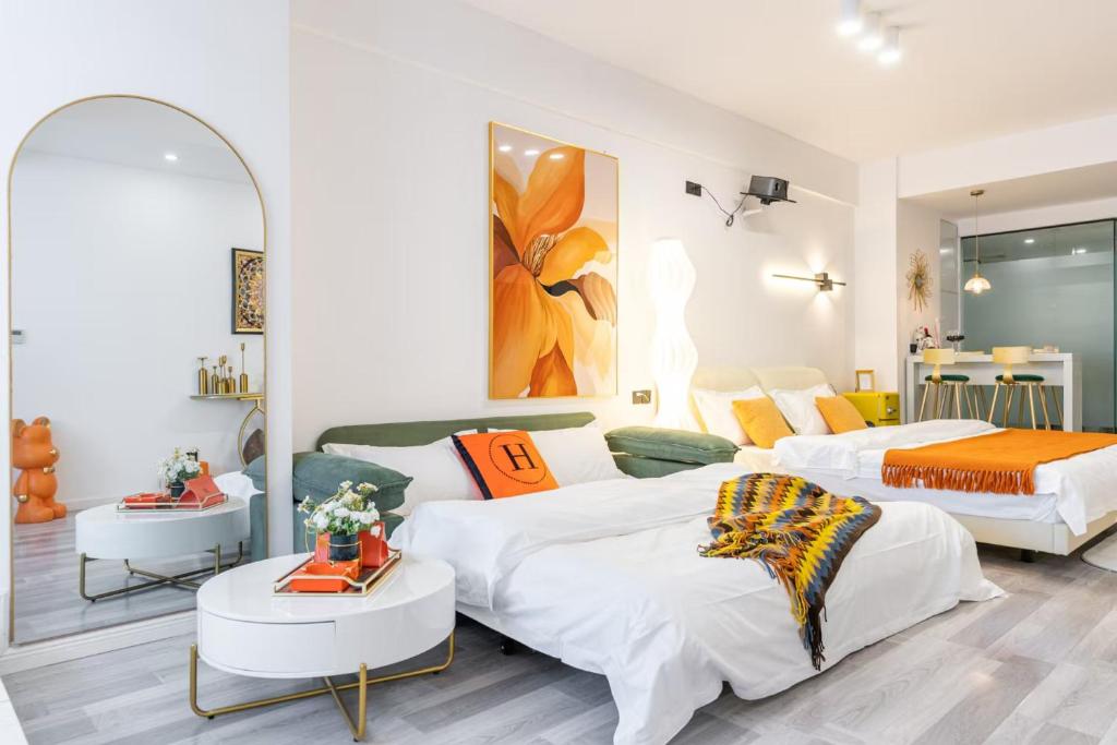 Voodi või voodid majutusasutuse Huafu Riverview B&B toas