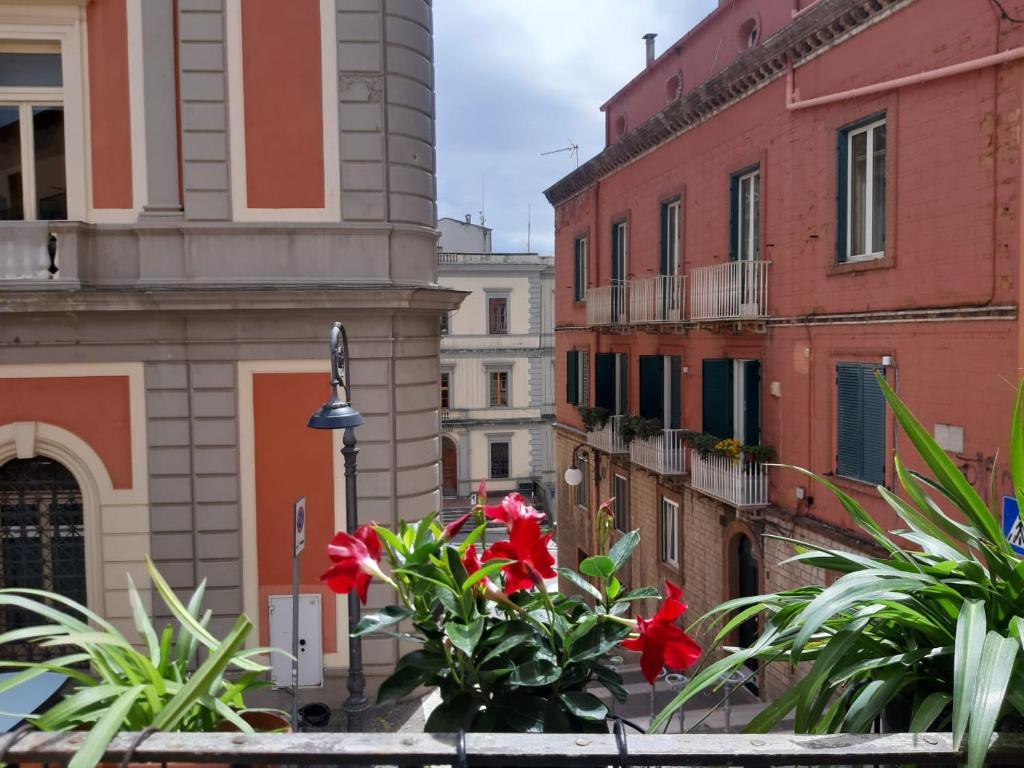 a view of a city with buildings and flowers at Al Centro - Casa Vacanze in Potenza