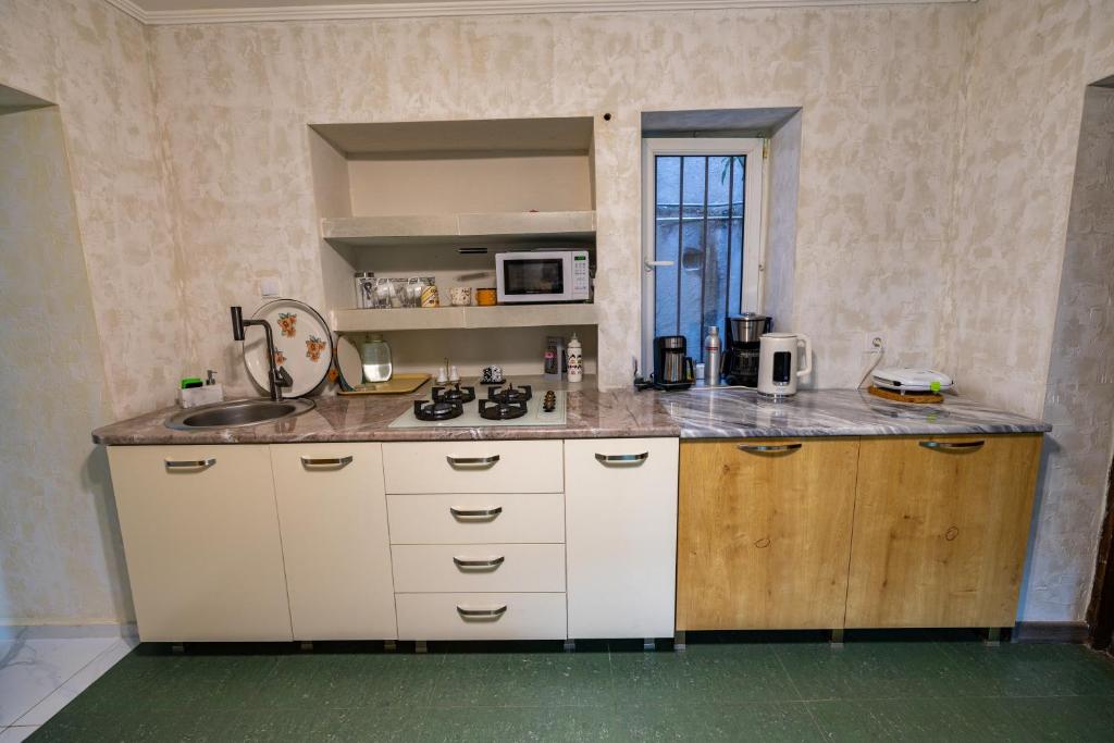 Kuchyň nebo kuchyňský kout v ubytování Hotel Elemtega Kutaisi