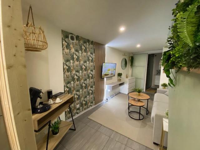 Il comprend un salon doté d'un canapé et d'une télévision. dans l'établissement Dieppe centre historique proche plage et château, à Dieppe