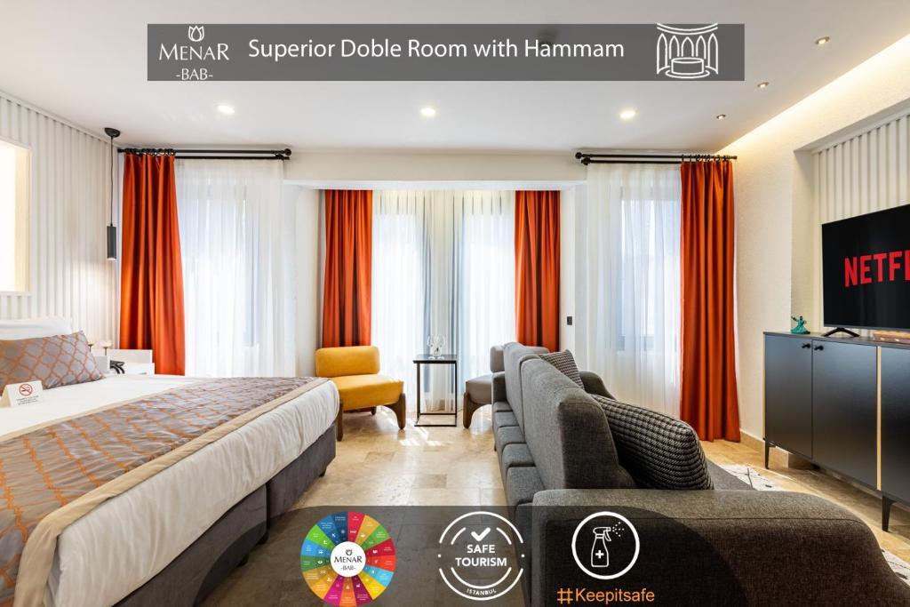 a hotel room with a bed and a tv at BAB - by Menar Hotel in Istanbul
