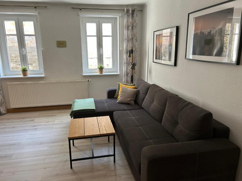Posezení v ubytování Sandstein-Ferien, FeWo "Biela", gemütlich, zentral, ruhig, Terrasse, Familienfreundl