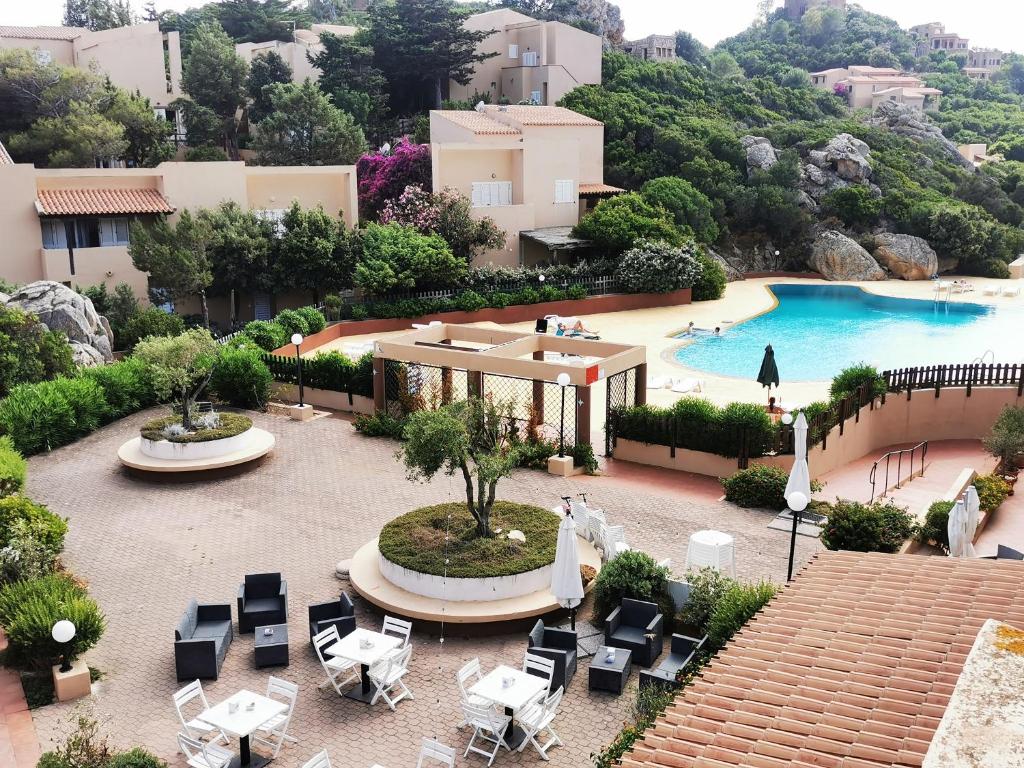 an overhead view of a resort with a swimming pool at Live Sea and Nature in Costa Paradiso