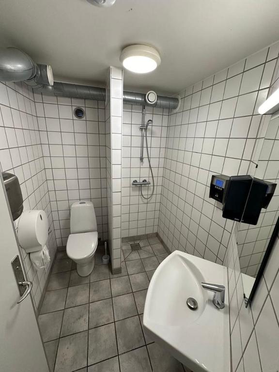 Koupelna v ubytování Veludstyret båd, med indbygget varme og gratis Wifi