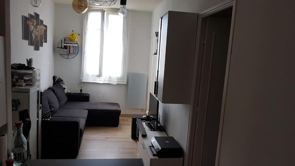 un salon avec un canapé et une télévision dans l'établissement Charming 2-room apartment in Saint Jean d'Angely district, à Nice