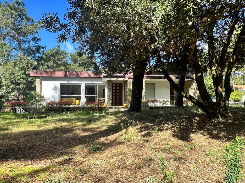 une maison avec un arbre devant dans l'établissement Villa lumineuse 3 chambres avec jardin à La Palmyre - FR-1-705-104, aux Mathes