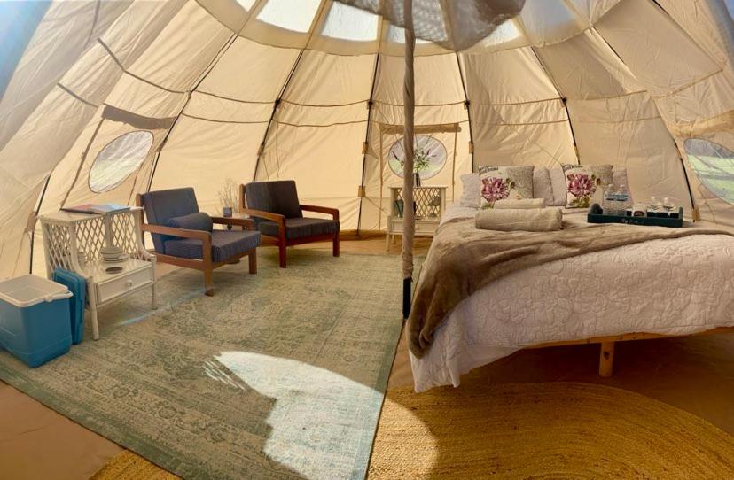 Postel nebo postele na pokoji v ubytování Mountain View Tilba Tilba - Glamping