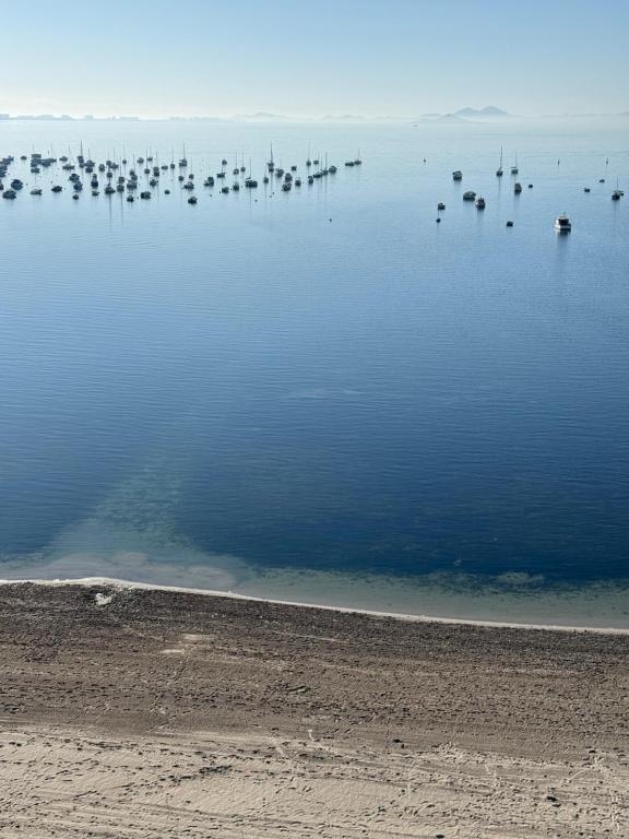Ein Wasserkörper mit ein paar Vögeln drin. in der Unterkunft Vista Mar in San Pedro del Pinatar