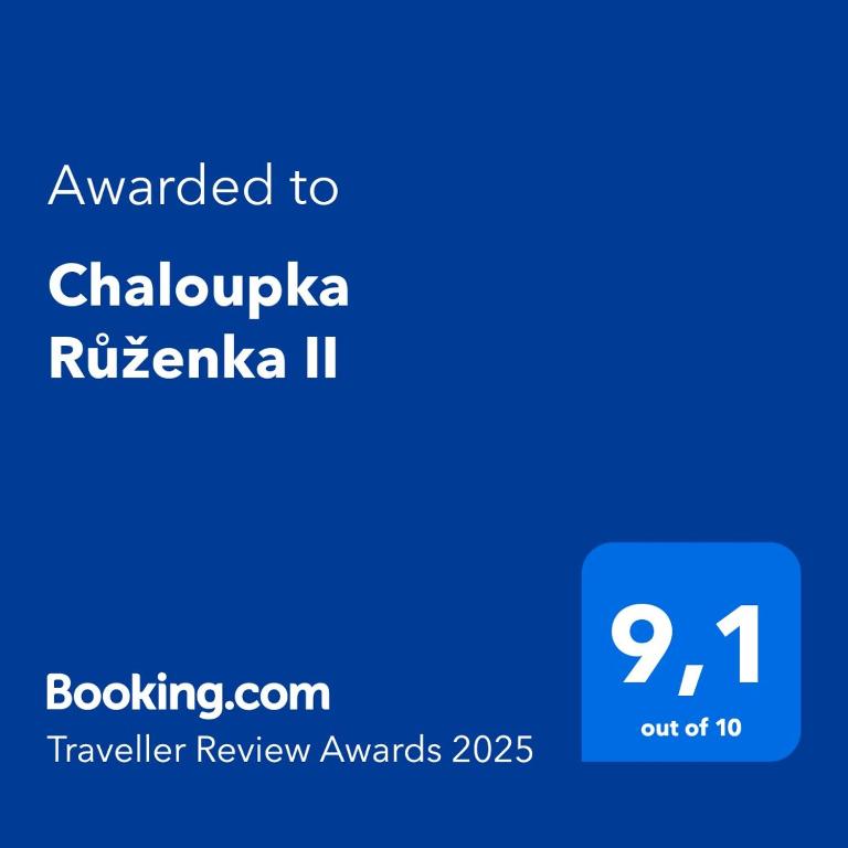 Certifikát, hodnocení, plakát nebo jiný dokument vystavený v ubytování Chaloupka Růženka II