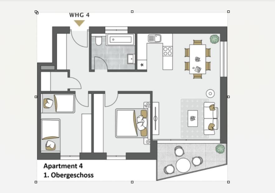 Půdorys ubytování Urban-Apartmenthaus zwischen Berg und See