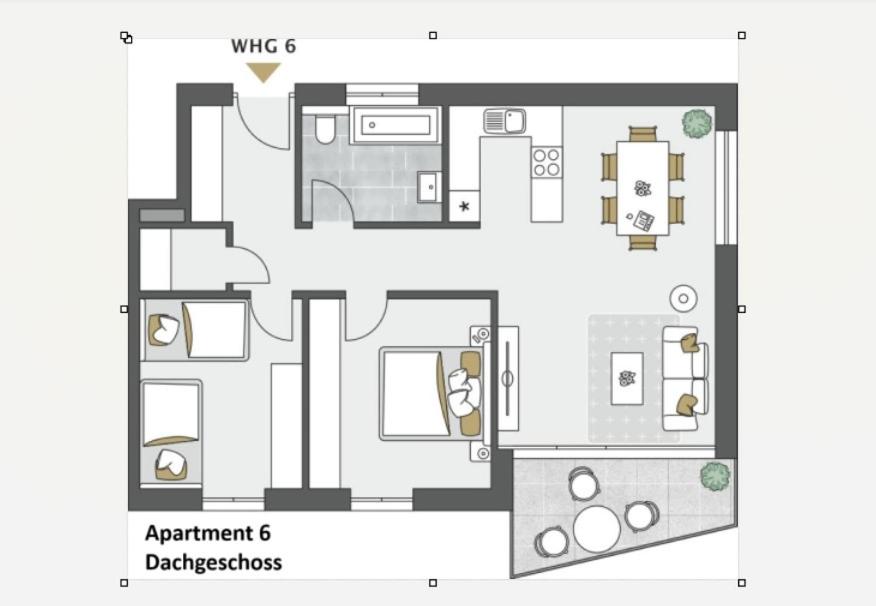Půdorys ubytování Urban-Apartmenthaus zwischen Berg und See