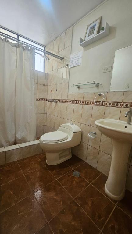 Koupelna v ubytování Hotel Acuario