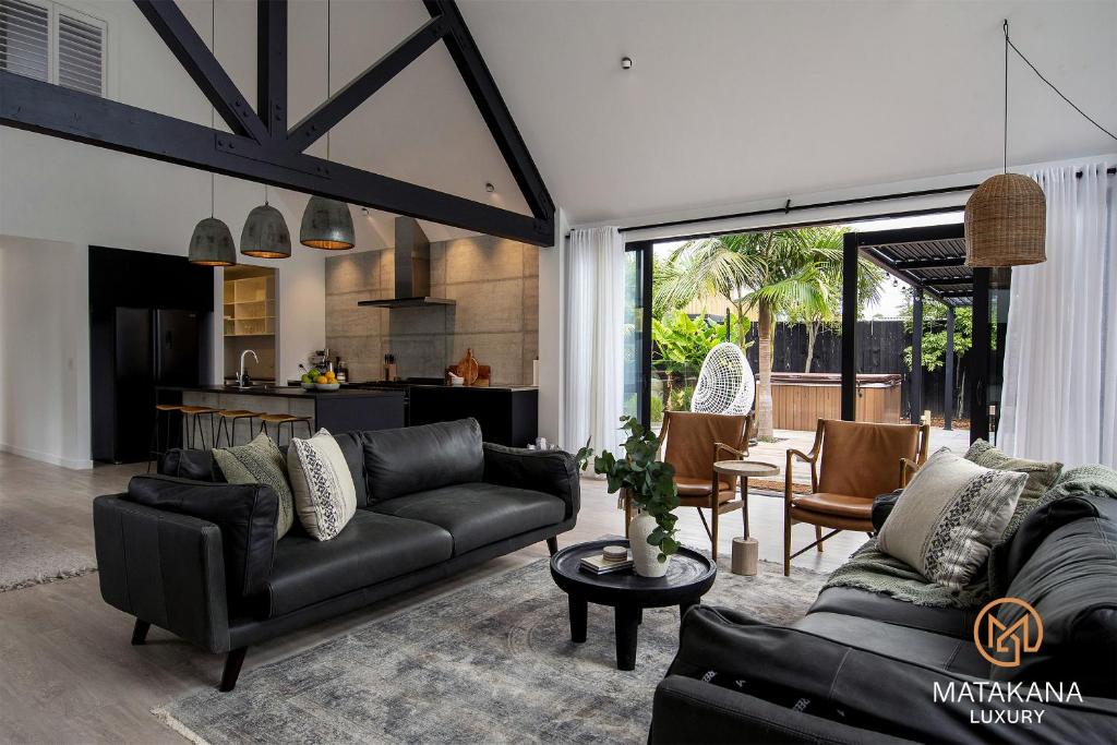 Posezení v ubytování Matakana Luxury Escapes