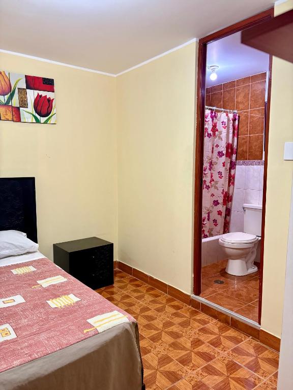 Koupelna v ubytování Hospedaje Anais