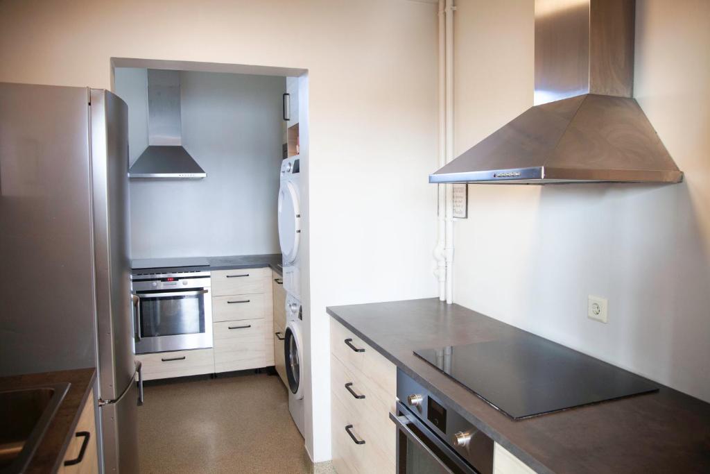 Kuchyň nebo kuchyňský kout v ubytování Lava Hostel