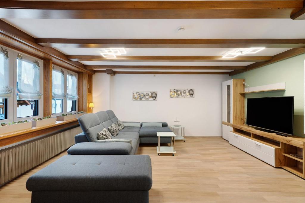 TV a/nebo společenská místnost v ubytování Maisonette Ferienwohnung mit 90qm