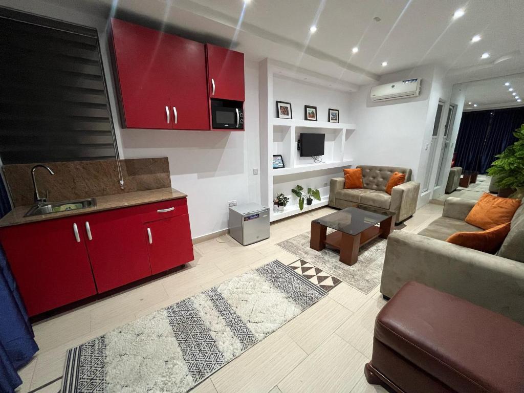 Kuchyň nebo kuchyňský kout v ubytování HOD Apartments