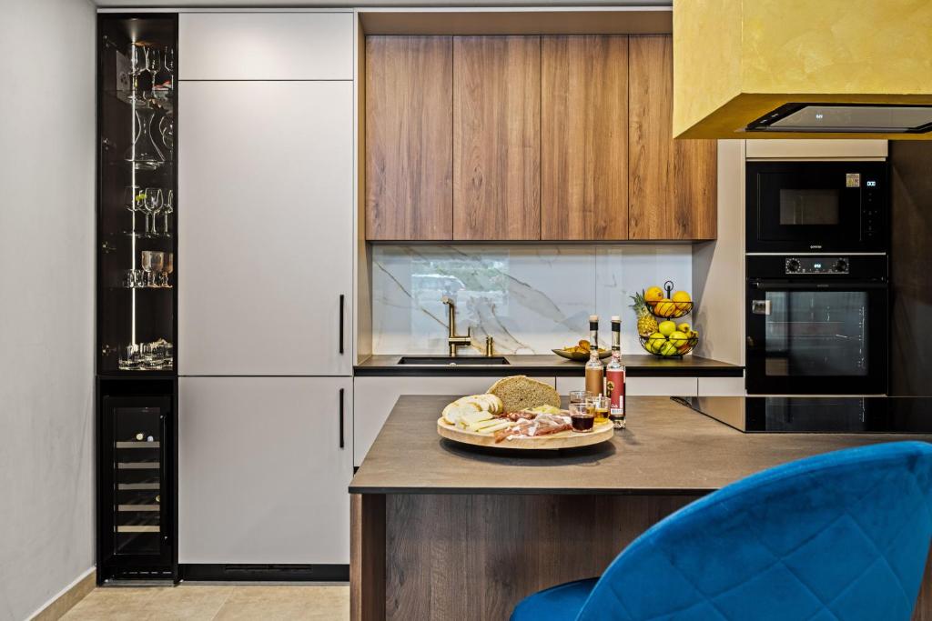 a kitchen with a plate of food on a counter at Villa Nori Labin in Labin