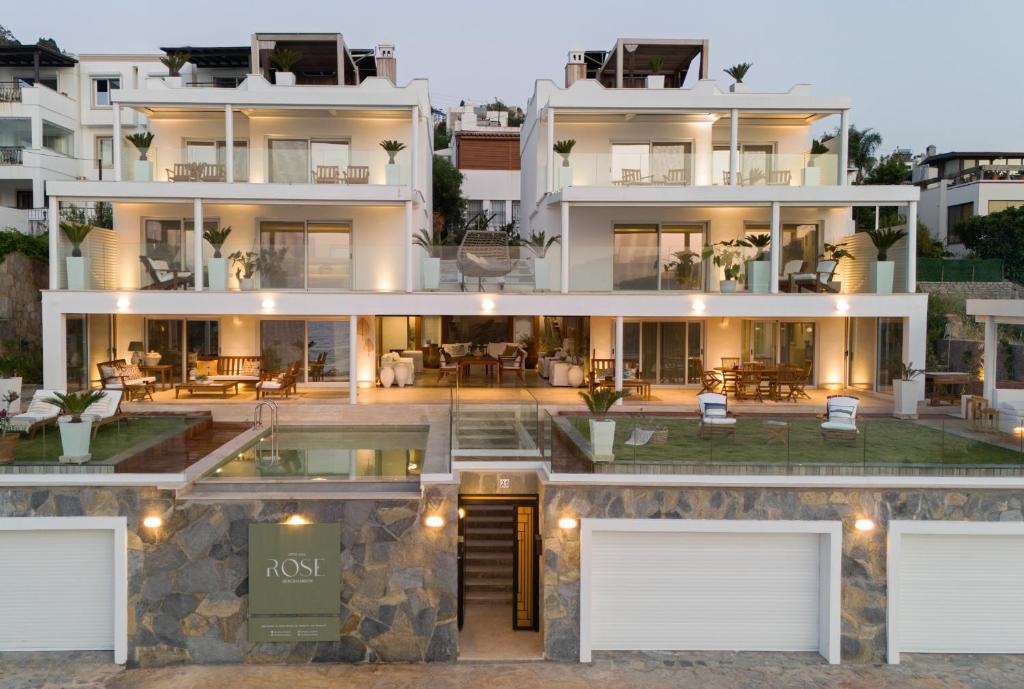 an aerial view of a large white building at Rose Beach Garden in Bodrum City