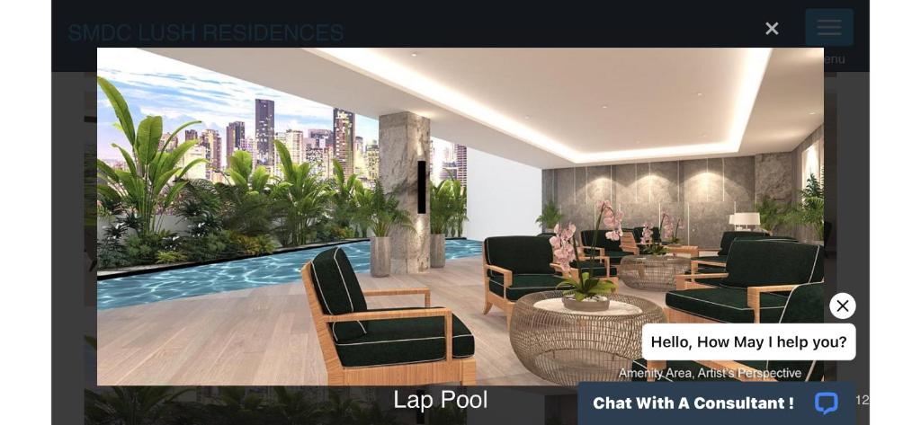 a rendering of a living room with a view of a city at New 1BR Haven Suite Lush Residences Smart TV Netflix Hi speed internet in Manila