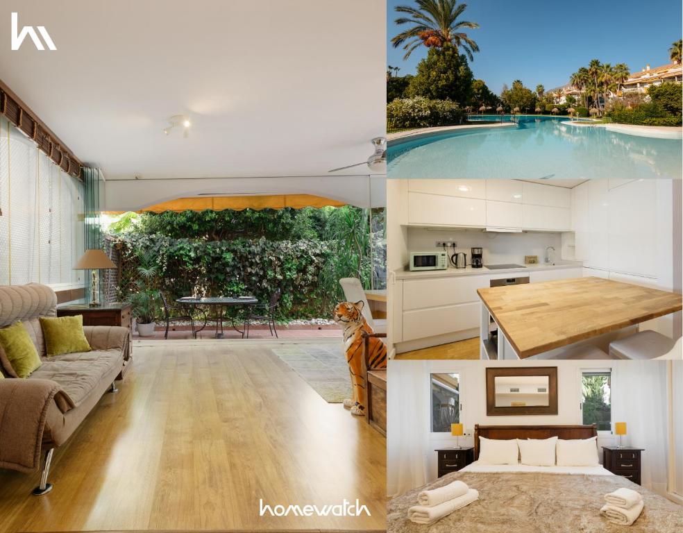 Posedenie v ubytovaní Ground floor holiday apartment with terrace and pool in Puerto Banús, Marbella