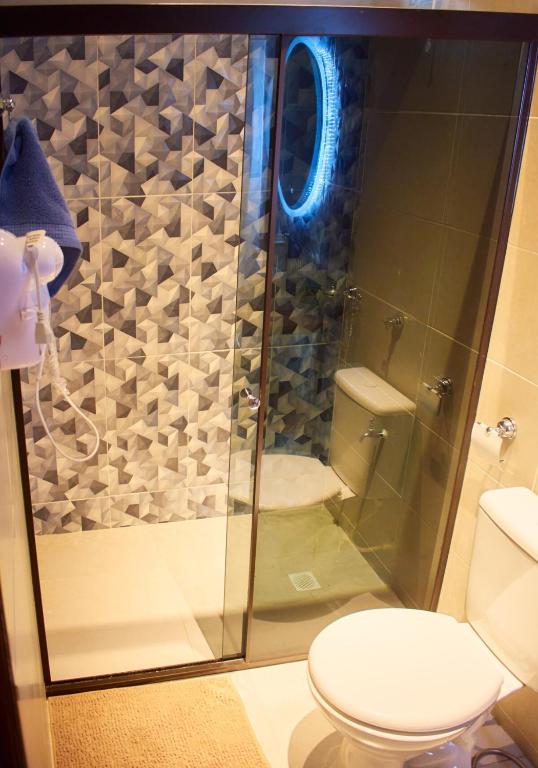 Koupelna v ubytování Residencia Erimatt