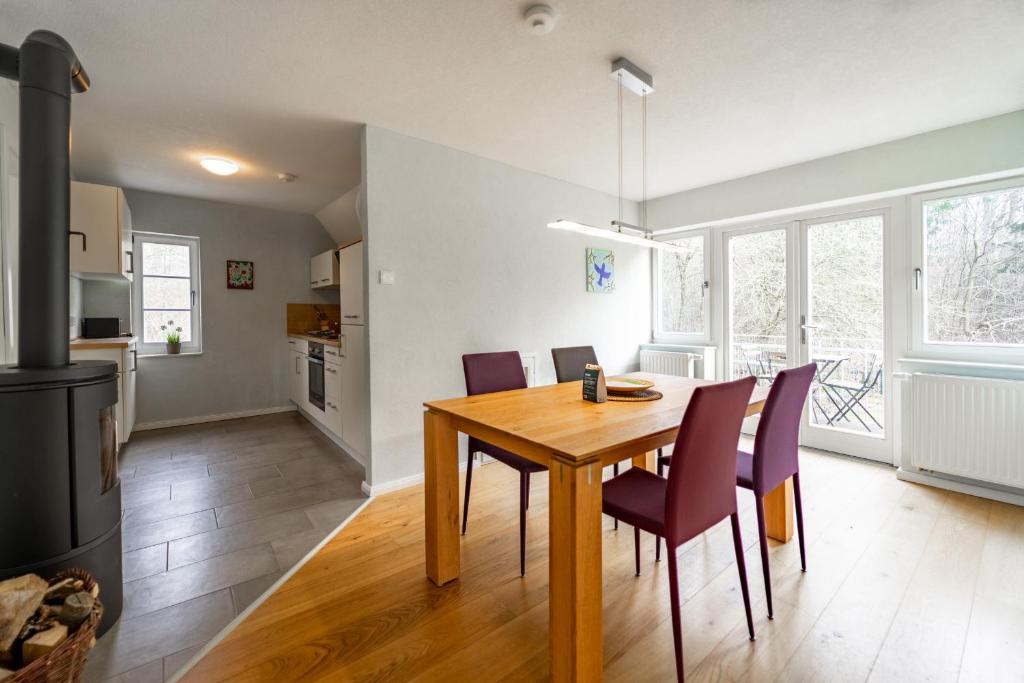Kuchyň nebo kuchyňský kout v ubytování Forsthaus Wohnung 2 4 PAX Kamin & Balkon