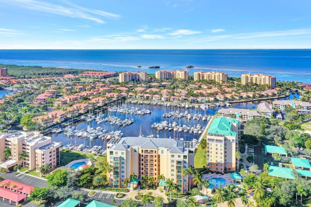 an aerial view of a marina with condos at Dockside Delight Waterfront Oasis in Punta Gorda