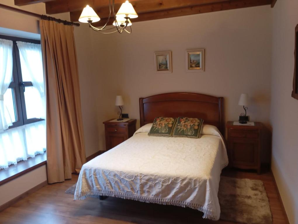 a bedroom with a bed and a window at Apartamentos Picos de EUROPA in Dego