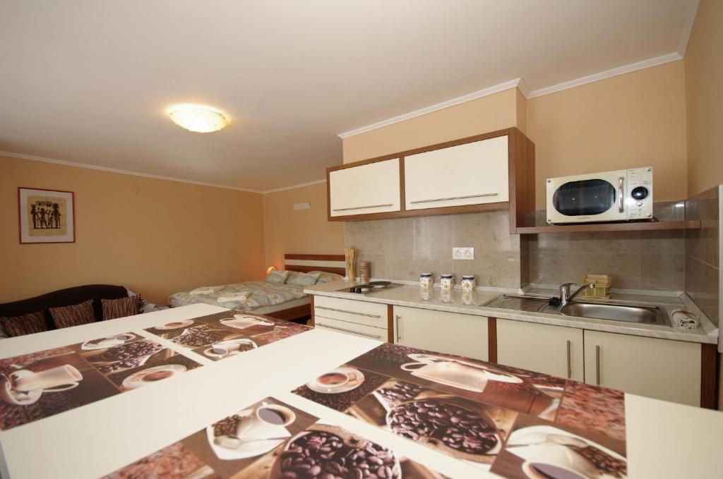 Kuchyňa alebo kuchynka v ubytovaní Gyulai Brill Apartman