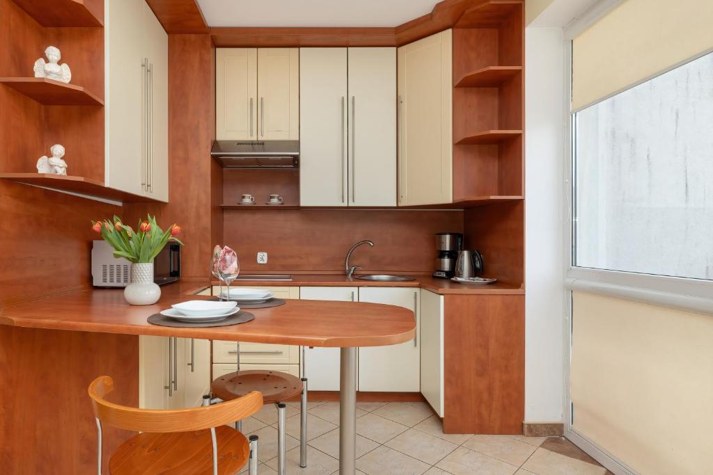Kuchyň nebo kuchyňský kout v ubytování Jasny i Delikatny Apartament Sun Seasons 24 w Kołobrzegu by Noclegi Renters