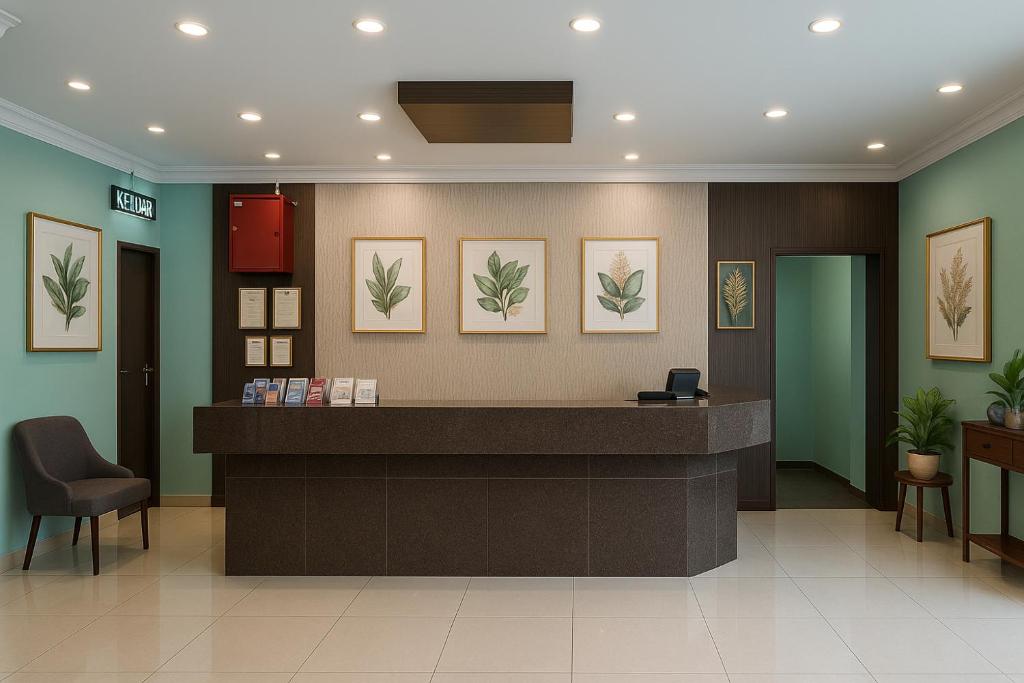 a waiting room with a reception counter in a hospital at The Grand Hotel 2 in Sandakan