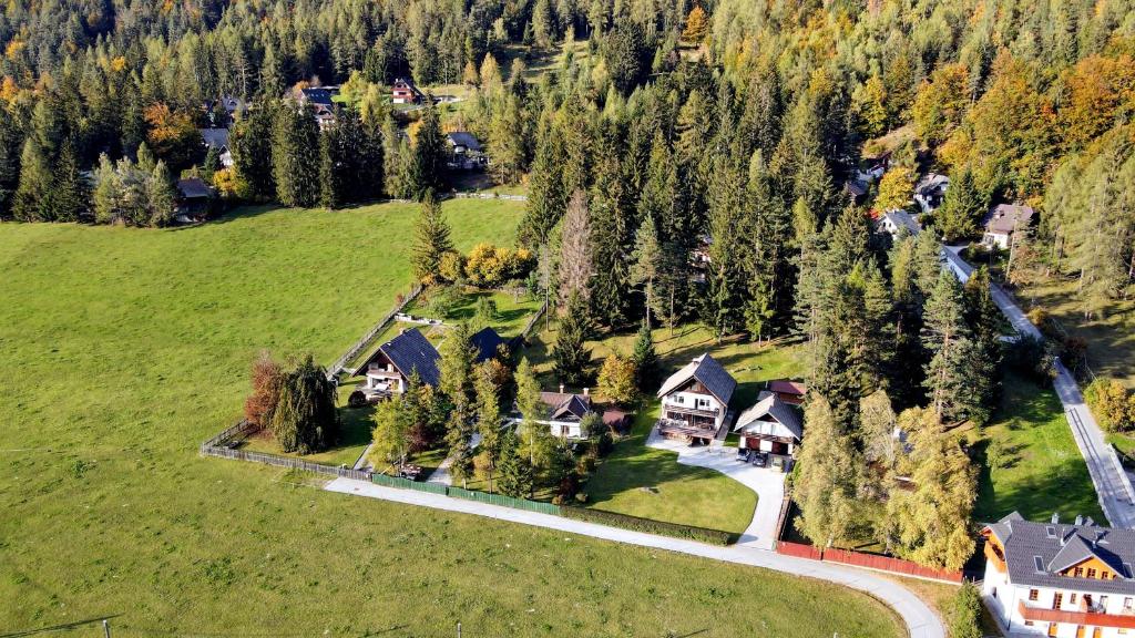 an aerial view of a house in a forest at Chalet Gorske Sanje - Kranjska Gora in Gozd Martuljek