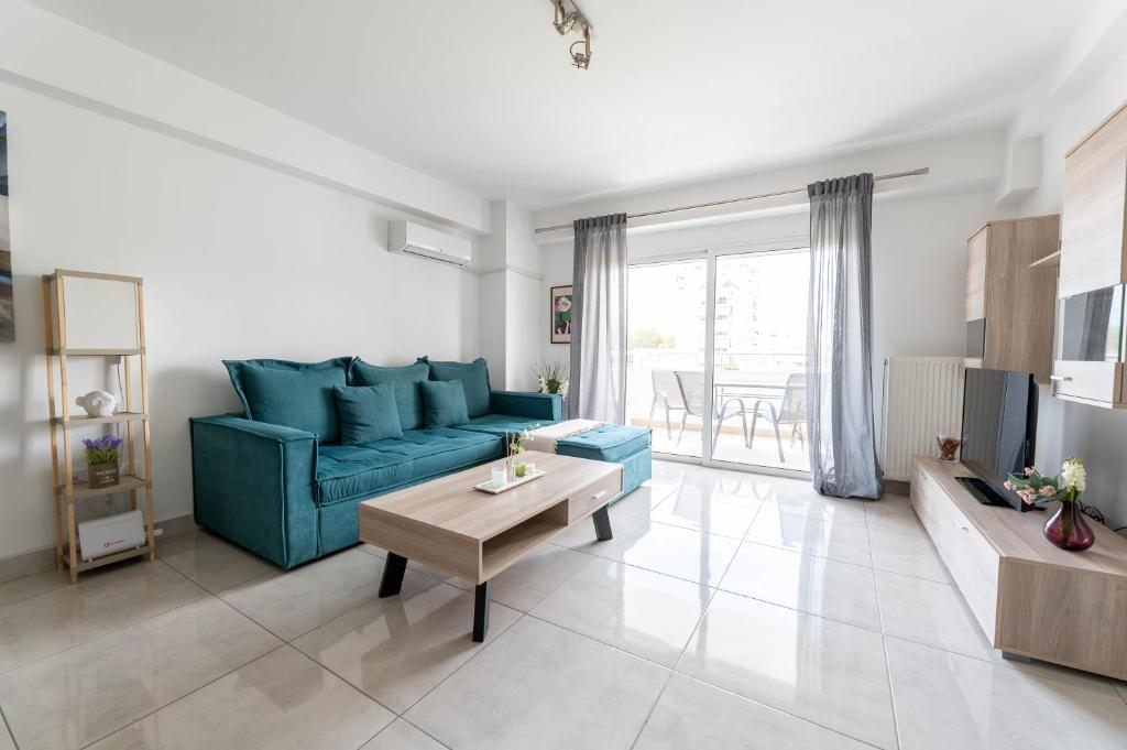 Posezení v ubytování Modern spacious apartment located in Piraeus (B8)