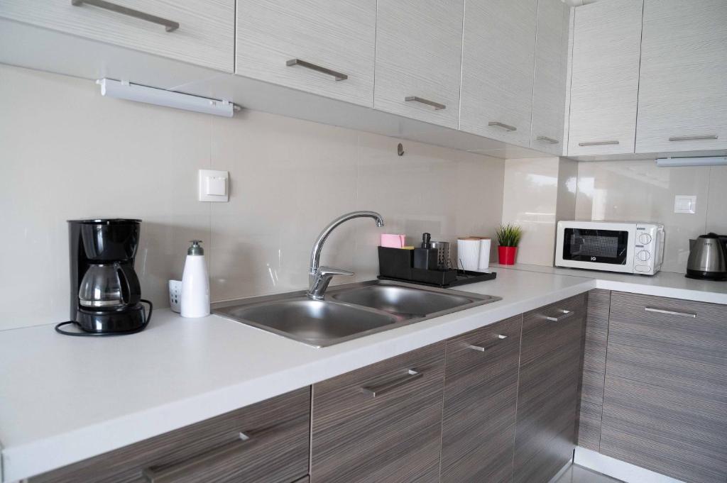 Kuchyň nebo kuchyňský kout v ubytování Modern spacious apartment located in Piraeus (B8)