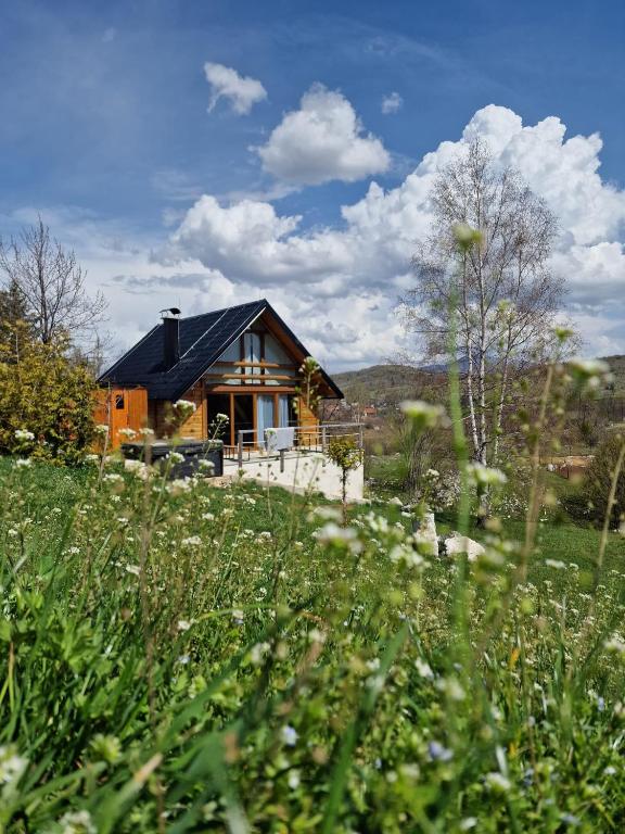 a house in the middle of a field at Chalet Licina - Bjelašnica in Klanac