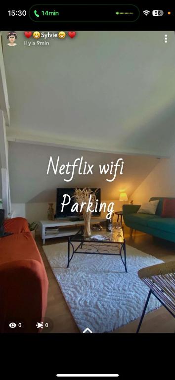 un site Web d'un salon avec un lit et un canapé dans l'établissement Une ambiance cosy avec jardin privatif, à Nassandres