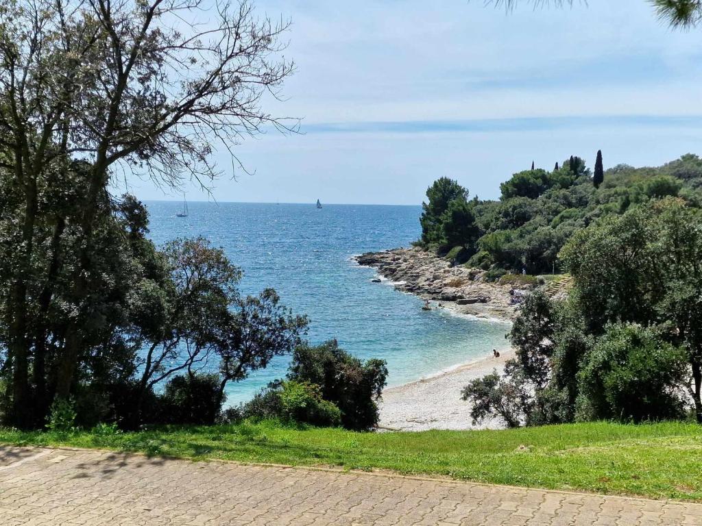 - Vistas a una playa con árboles y al océano en Paradise, en Pula