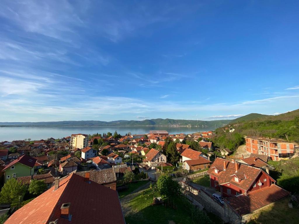 a view of a town with a body of water at Luxury Apartments Danube in Golubac