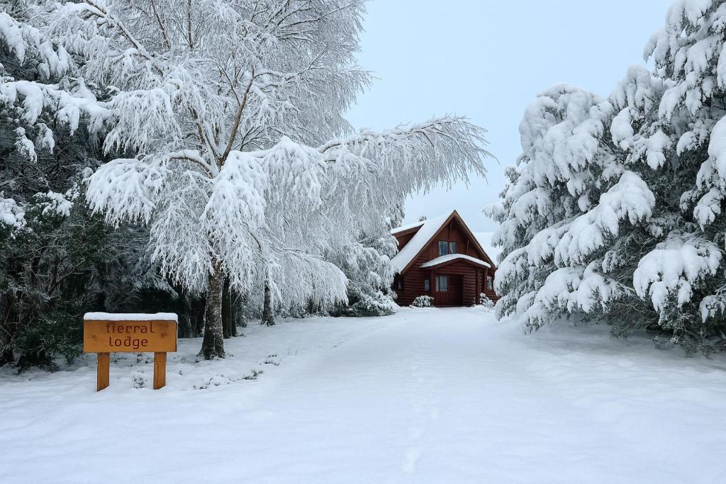 Mt LyfordTotara Lodge - Unwind, Relax & Enjoy - Mt Lyford的小木屋前雪上的标志