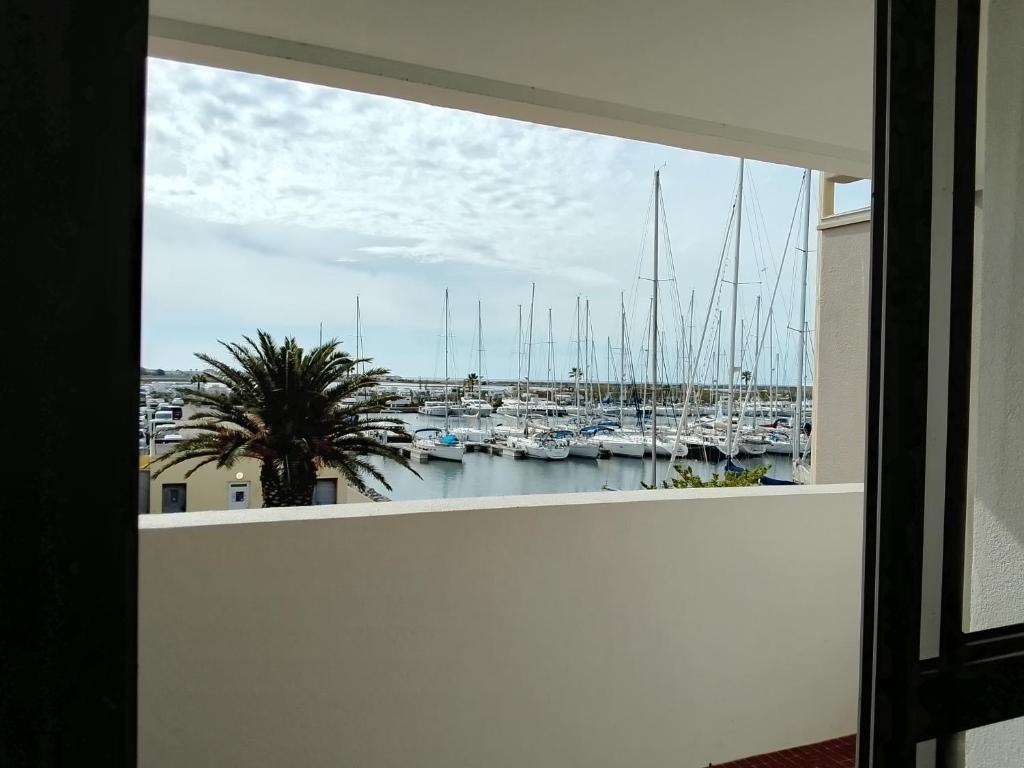 - une vue sur un port de plaisance avec des bateaux dans l'établissement Appartement 6 personnes Gruissan, à Gruissan